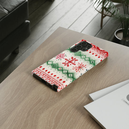 Icelandic Watercolor inspired by Christmas Sweaters - Impact Resistant Phone Case